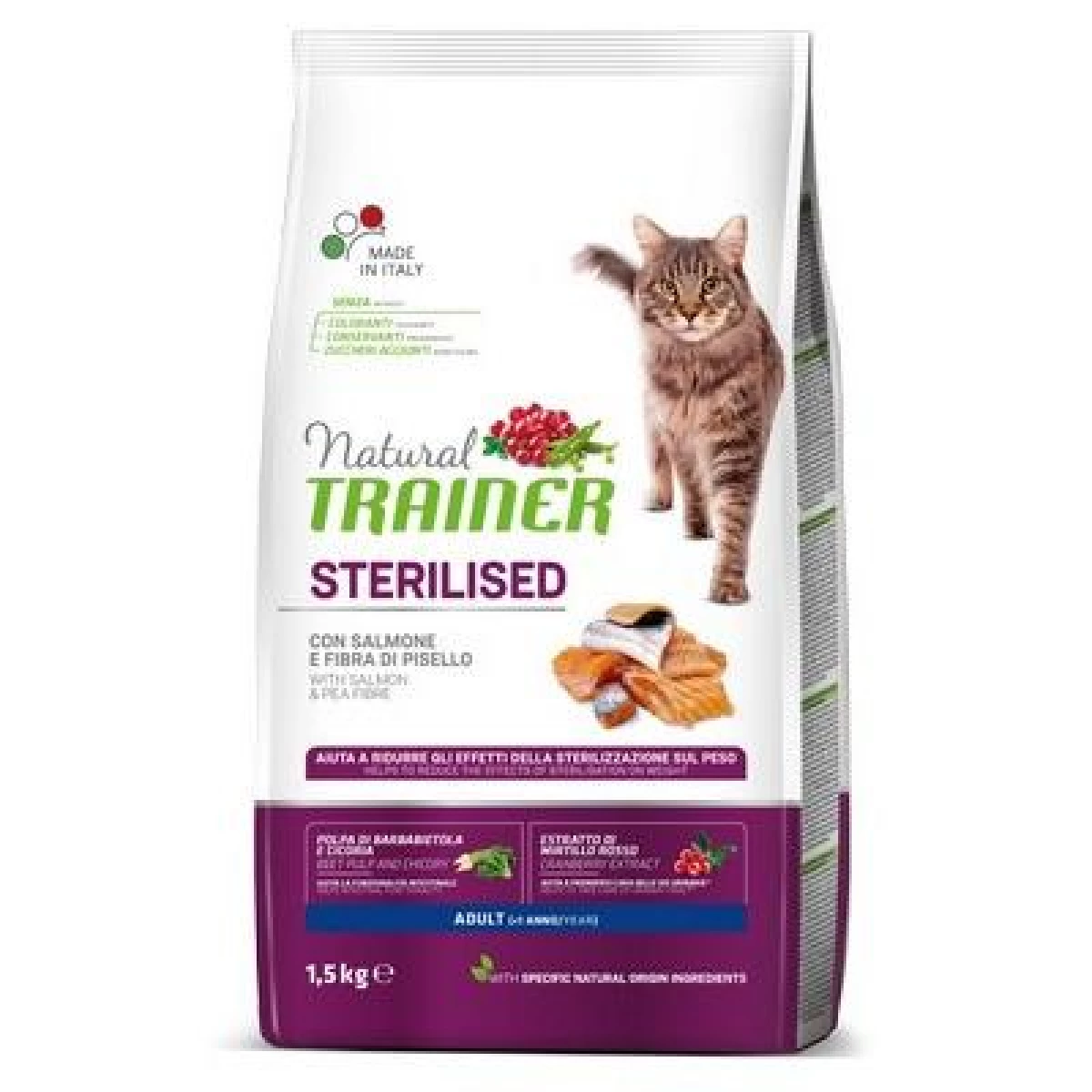 NATURAL TRAINER CAT SALMON STERILIZUOTOMS KATĖMS SU LAŠIŠA