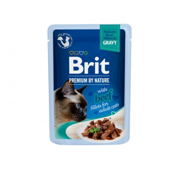Brit Premium Cat Delicate konservai katėms maiš. Beef in Gravy 85g.