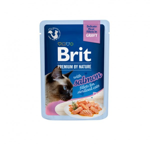 Brit Premium Cat Delicate konservai katėms maiš. Salmon for Sterilised in Gravy 85g.