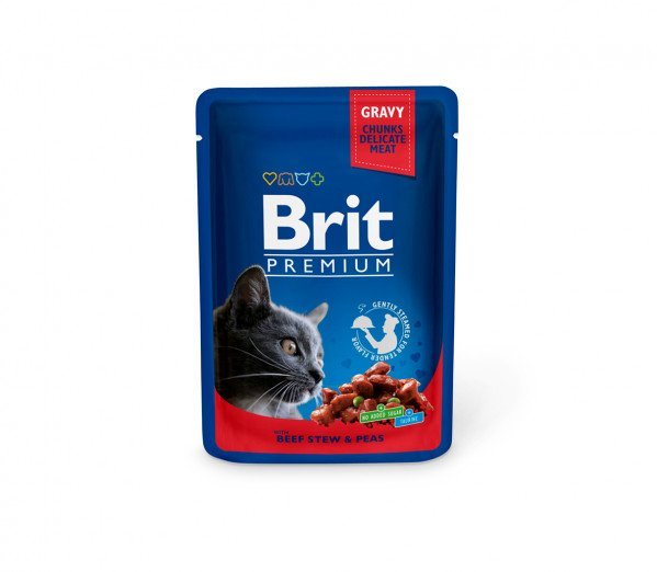 Brit Premium konservai katėms maiš. Beef Stew&Peas 100g.