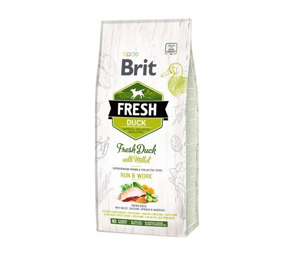 Brit Fresh Duck with Millet Active Run&Work sausas maistas šunims 2,5kg. - 12kg.