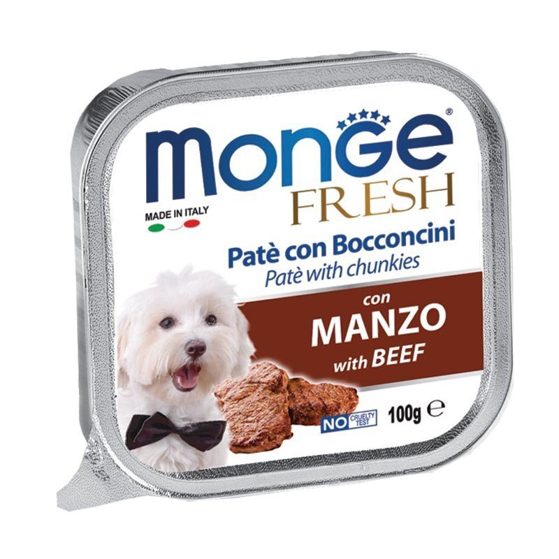 MONGE FRESH PAŠTETAS SU MĖSOS GABALIUKAIS SUAUGUSIEMS ŠUNIMS. SU JAUTIENA.100G — attēls 2