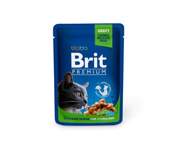 Brit Premium kons. katėms maiš. Chicken Slices Sterilised 100g.